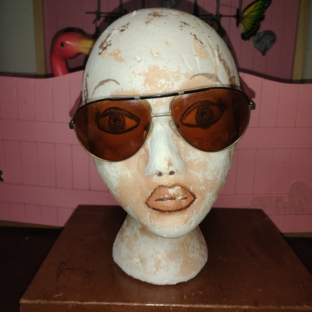 80s Aviator Gradient Amber Tinted Lense Sunglasses Retro Authentic